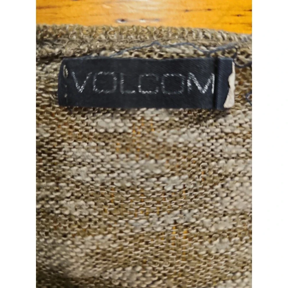 Volcom Go Go Go Wrap Cardigan Sweater M Brown Knit  Open Front Asymmetrical EUC